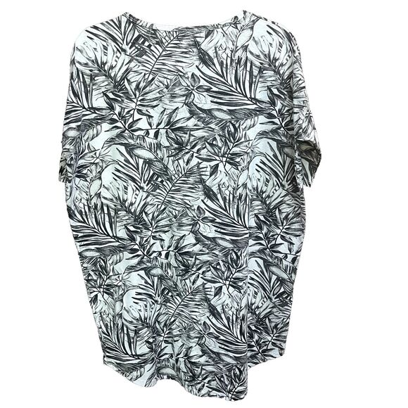Lularoe Irma Womens Small‎ TROPICAL PLANT High Low Tunic Top Shirt Black White - Picture 2 of 4